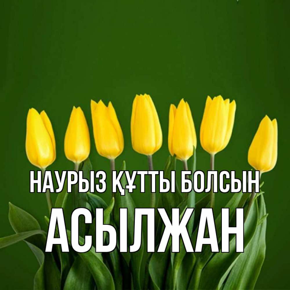Күн сайын ашық хат с именем, Асылжан Наурыз құтты болсын желтого цвета 3 Онлайн тегін жүктеп алу тілектері бар керемет карта 