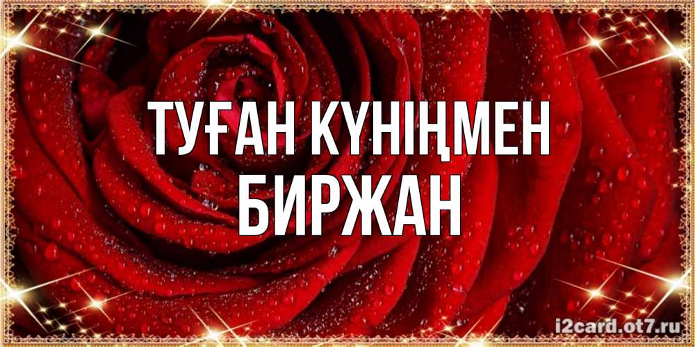 Күн сайын ашық хат с именем, Биржан Туған күніңмен роса на розе блестящая в лучах солнца Онлайн тегін жүктеп алу тілектері бар керемет карта 
