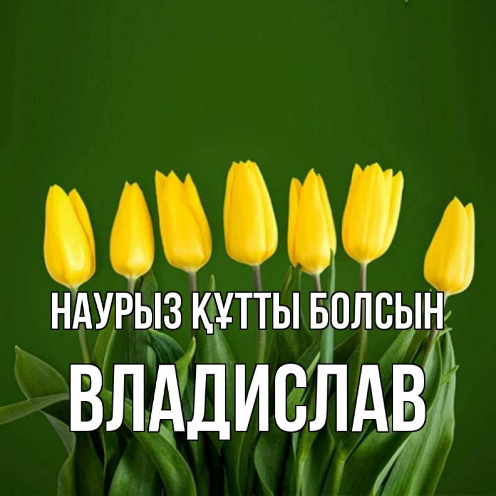 Күн сайын ашық хат с именем, Владислав Наурыз құтты болсын желтого цвета 3 Онлайн тегін жүктеп алу тілектері бар керемет карта 
