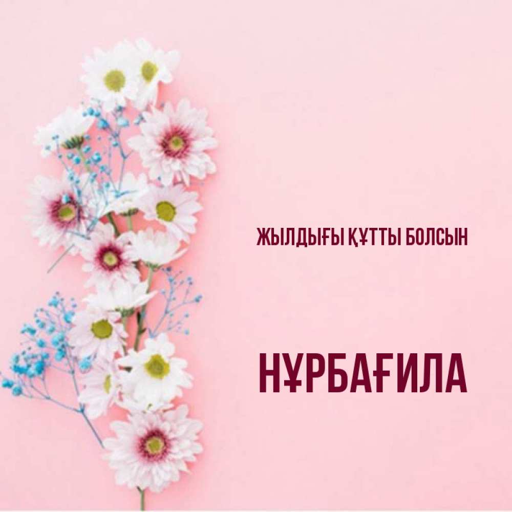 Күн сайын ашық хат с именем, НҰРБАҒИЛА Жылдығы құтты болсын Родная моя с днем рождения тебя картинка с цветами белыми и голубыми Онлайн тегін жүктеп алу тілектері бар керемет карта 