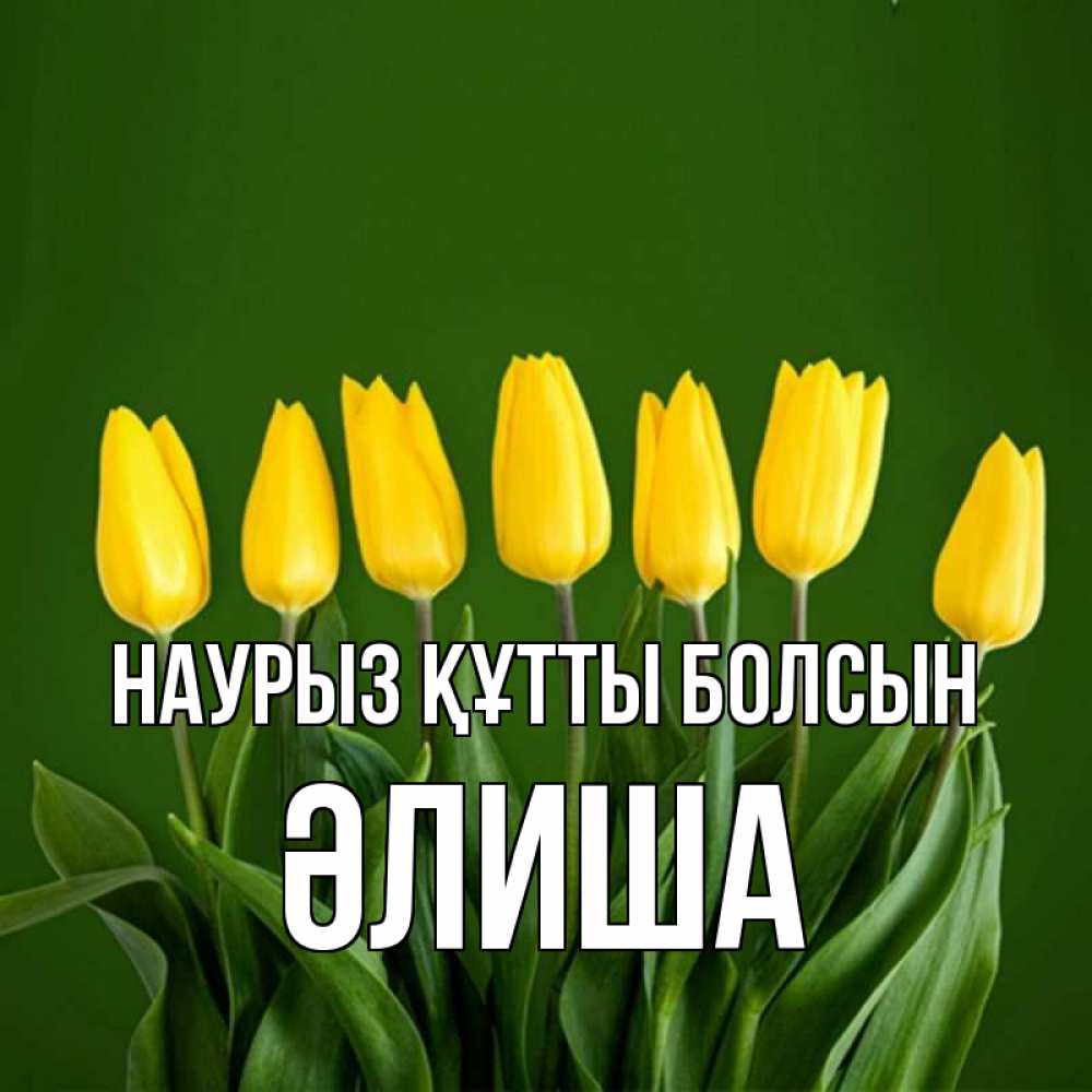 Күн сайын ашық хат с именем, ӘЛИША Наурыз құтты болсын желтого цвета 3 Онлайн тегін жүктеп алу тілектері бар керемет карта 
