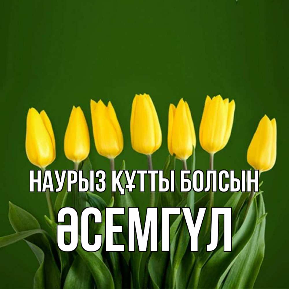 Күн сайын ашық хат с именем, ӘСЕМГҮЛ Наурыз құтты болсын желтого цвета 3 Онлайн тегін жүктеп алу тілектері бар керемет карта 