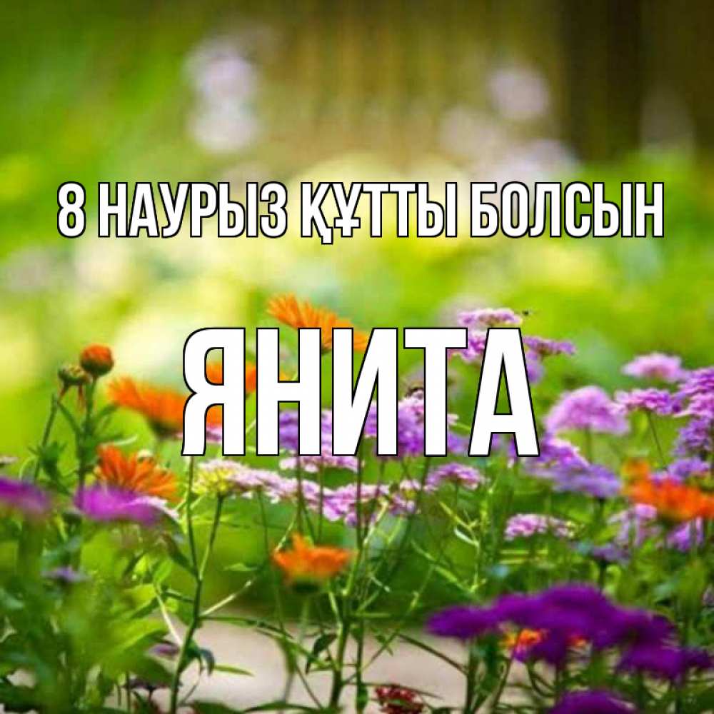 Күн сайын ашық хат с именем, Янита 8 наурыз құтты болсын цветы Онлайн тегін жүктеп алу тілектері бар керемет карта 
