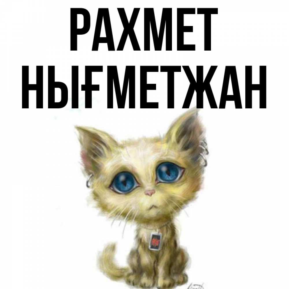 Күн сайын ашық хат с именем, НЫҒМЕТЖАН рахмет рисованный кот благодарит вас Онлайн тегін жүктеп алу тілектері бар керемет карта 