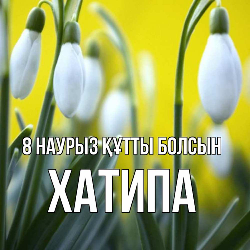 Күн сайын ашық хат с именем, ХАТИПА 8 наурыз құтты болсын весенние цветы Онлайн тегін жүктеп алу тілектері бар керемет карта 