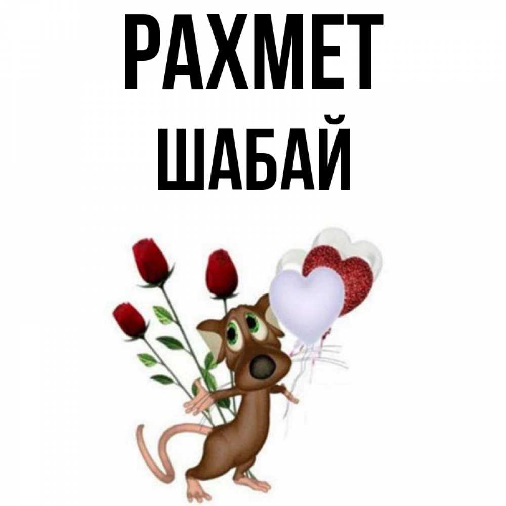 Күн сайын ашық хат с именем, ШАБАЙ рахмет песик с шариками в форме сердец Онлайн тегін жүктеп алу тілектері бар керемет карта 