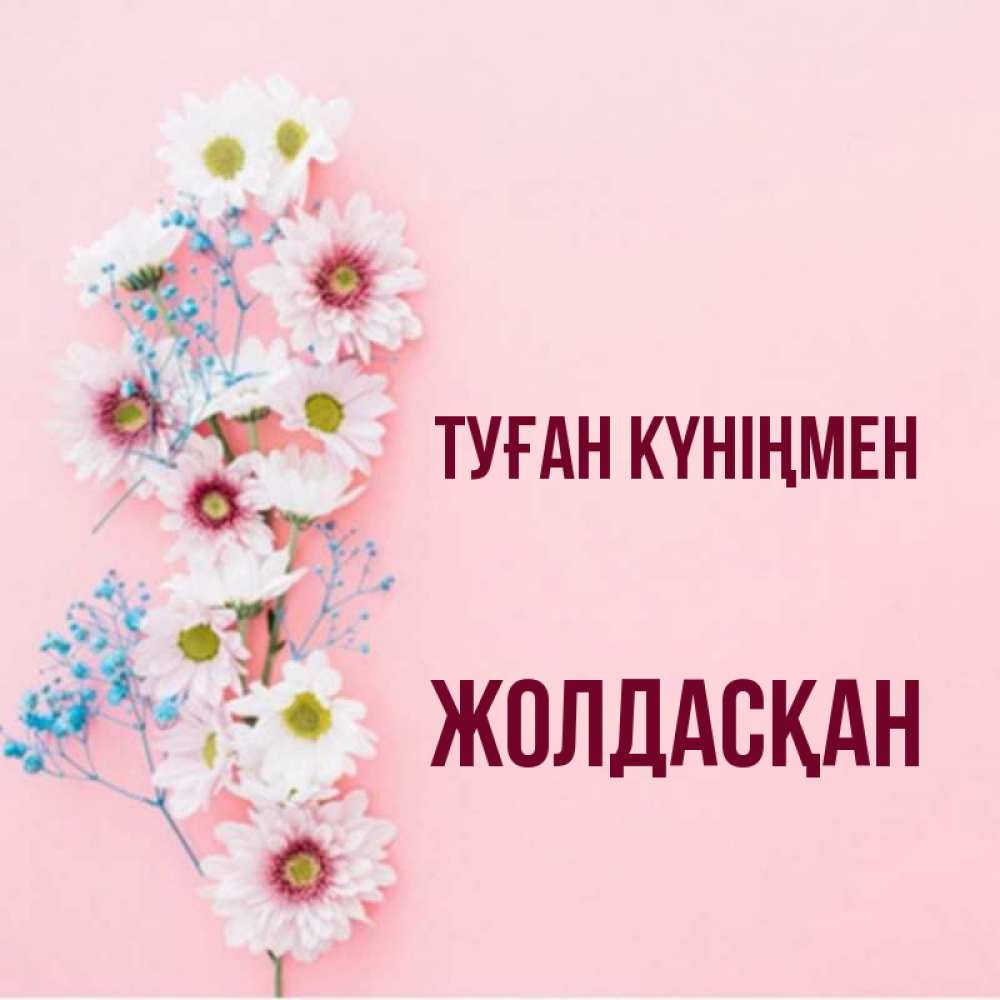 Күн сайын ашық хат с именем, Жолдасқан Туған күніңмен Родная моя с днем рождения тебя картинка с цветами белыми и голубыми Онлайн тегін жүктеп алу тілектері бар керемет карта 
