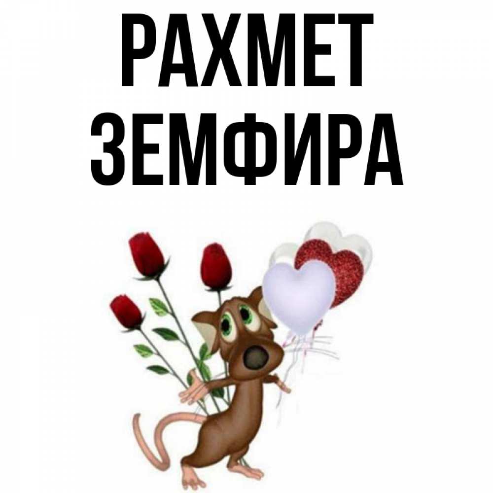Күн сайын ашық хат с именем, ЗЕМФИРА рахмет песик с шариками в форме сердец Онлайн тегін жүктеп алу тілектері бар керемет карта 