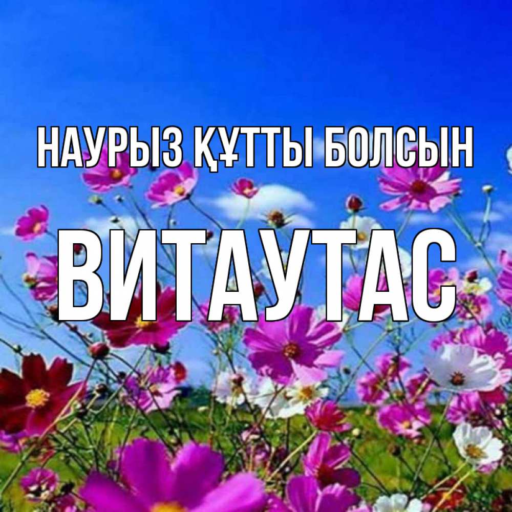 Күн сайын ашық хат с именем, Витаутас Наурыз құтты болсын цветы Онлайн тегін жүктеп алу тілектері бар керемет карта 