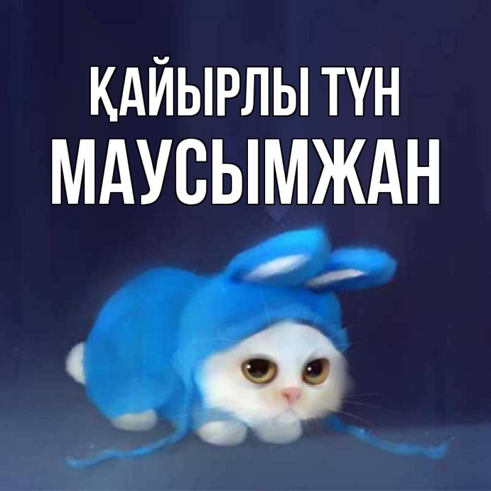 Күн сайын ашық хат с именем, МАУСЫМЖАН Қайырлы түн кот в голубом костюме кролика с ушками Онлайн тегін жүктеп алу тілектері бар керемет карта 