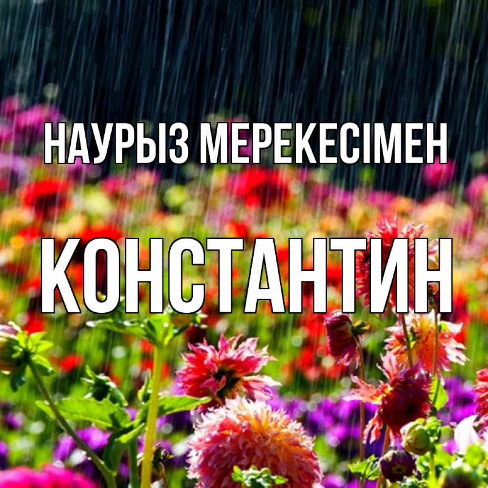 Күн сайын ашық хат с именем, Константин Наурыз мерекесімен цветы под дождиком к международному женскому дню Онлайн тегін жүктеп алу тілектері бар керемет карта 