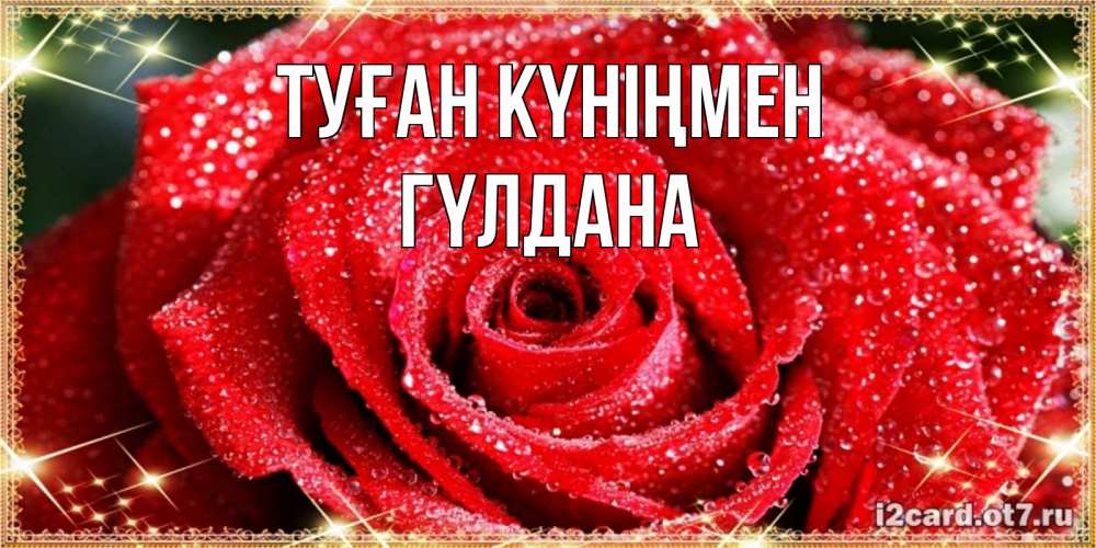 Күн сайын ашық хат с именем, ГҮЛДАНА Туған күніңмен роса и роза. открытка с красивой розой Онлайн тегін жүктеп алу тілектері бар керемет карта 
