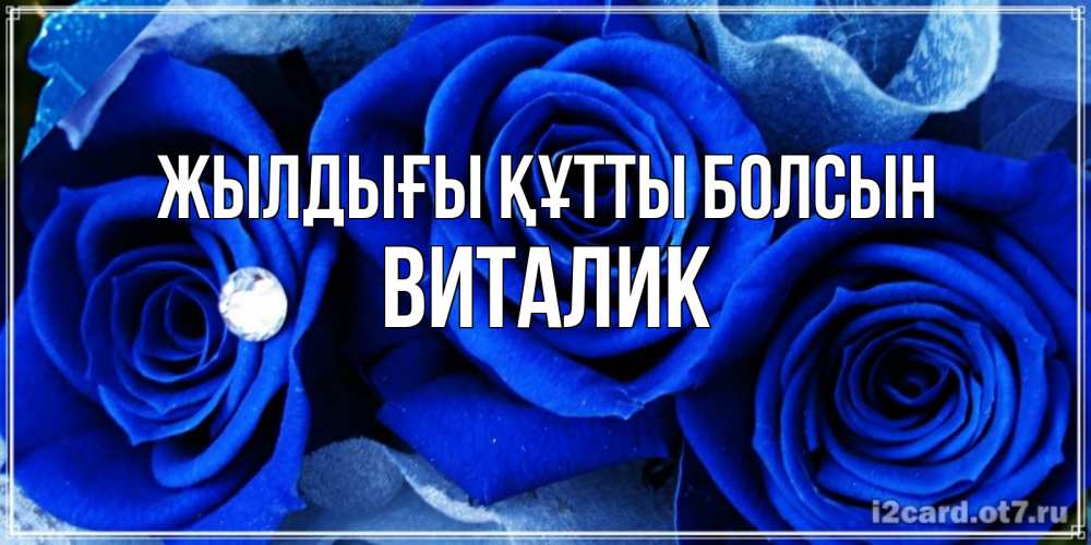Күн сайын ашық хат с именем, Виталик Жылдығы құтты болсын синие розы в росе Онлайн тегін жүктеп алу тілектері бар керемет карта 