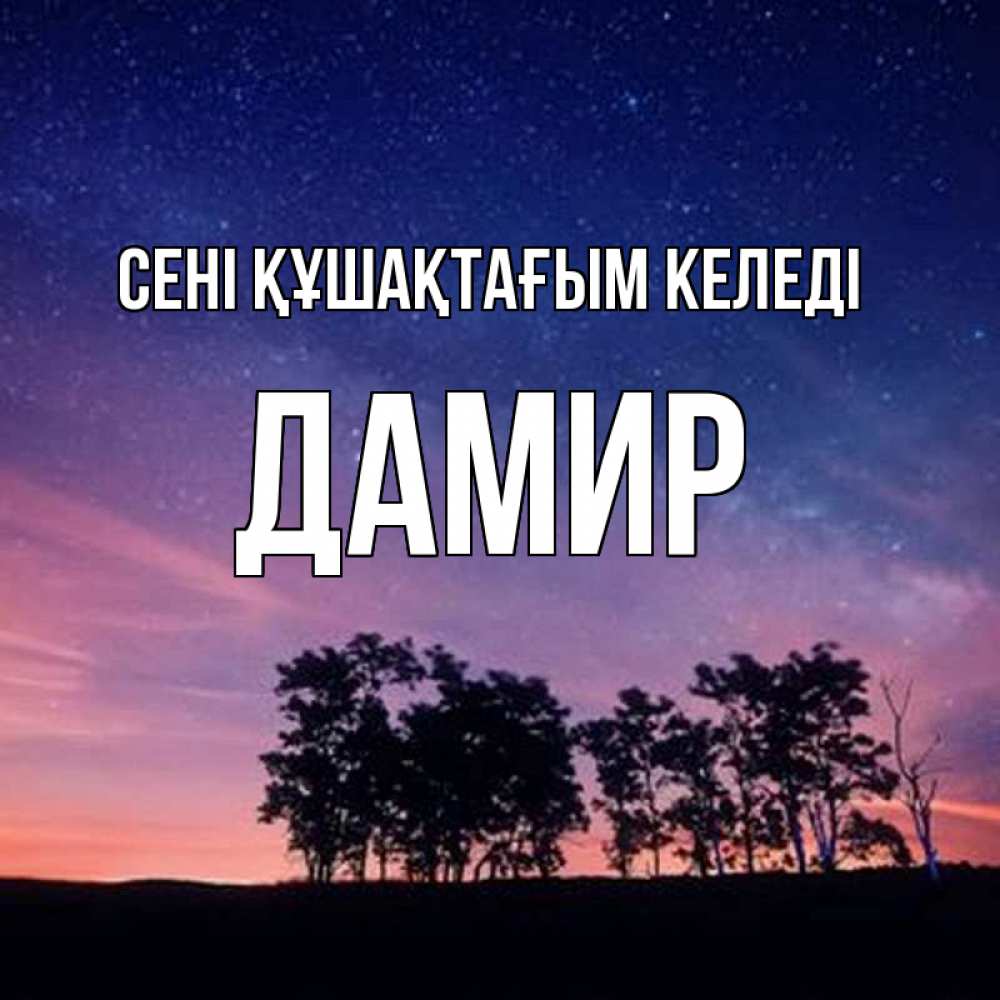 Күн сайын ашық хат с именем, Дамир сені құшақтағым келеді силуэты деревьев Онлайн тегін жүктеп алу тілектері бар керемет карта 
