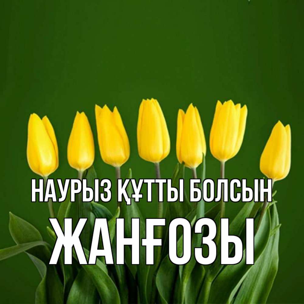 Күн сайын ашық хат с именем, Жанғозы Наурыз құтты болсын желтого цвета 3 Онлайн тегін жүктеп алу тілектері бар керемет карта 