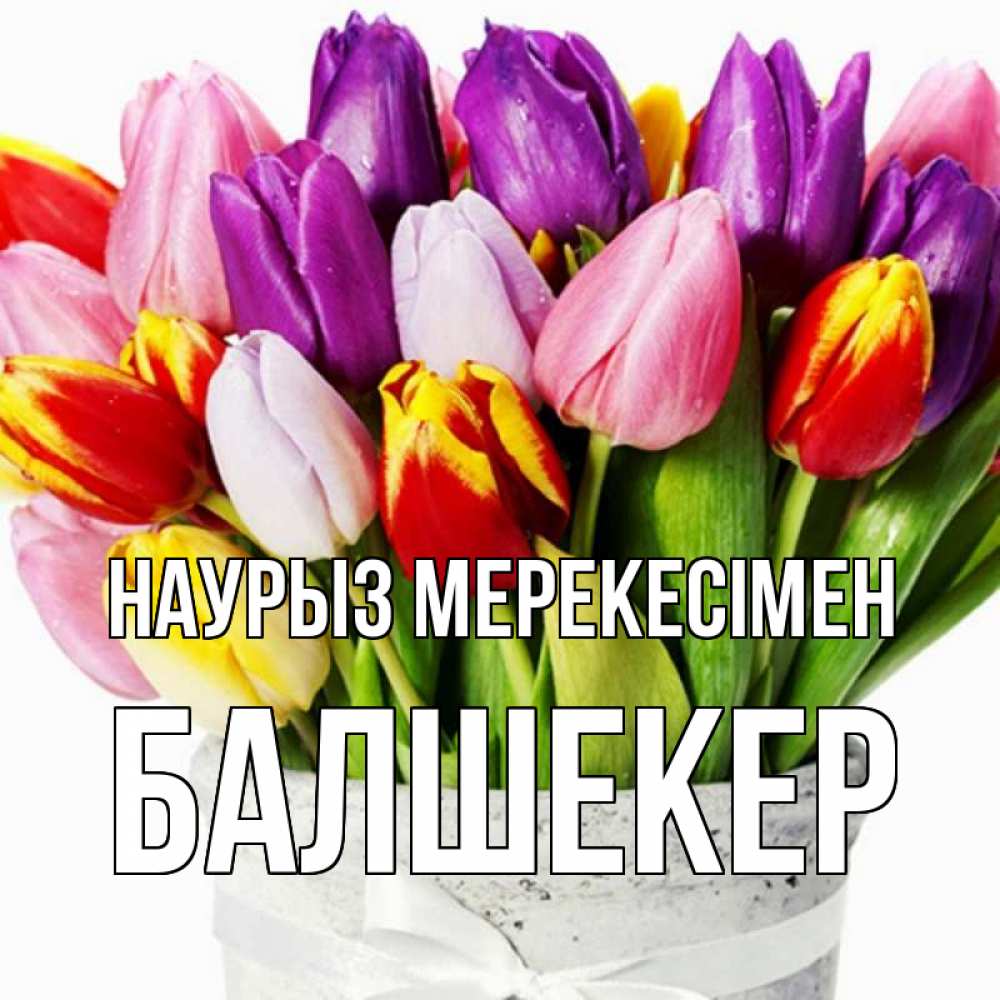 Күн сайын ашық хат с именем, БАЛШЕКЕР Наурыз мерекесімен букет Онлайн тегін жүктеп алу тілектері бар керемет карта 