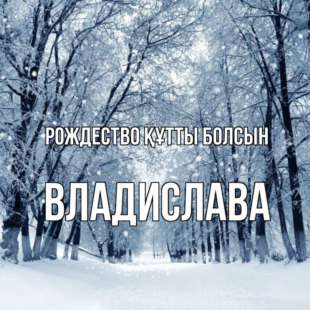 Күн сайын ашық хат с именем, Владислава Рождество құтты болсын снег, лес, парк Онлайн тегін жүктеп алу тілектері бар керемет карта 