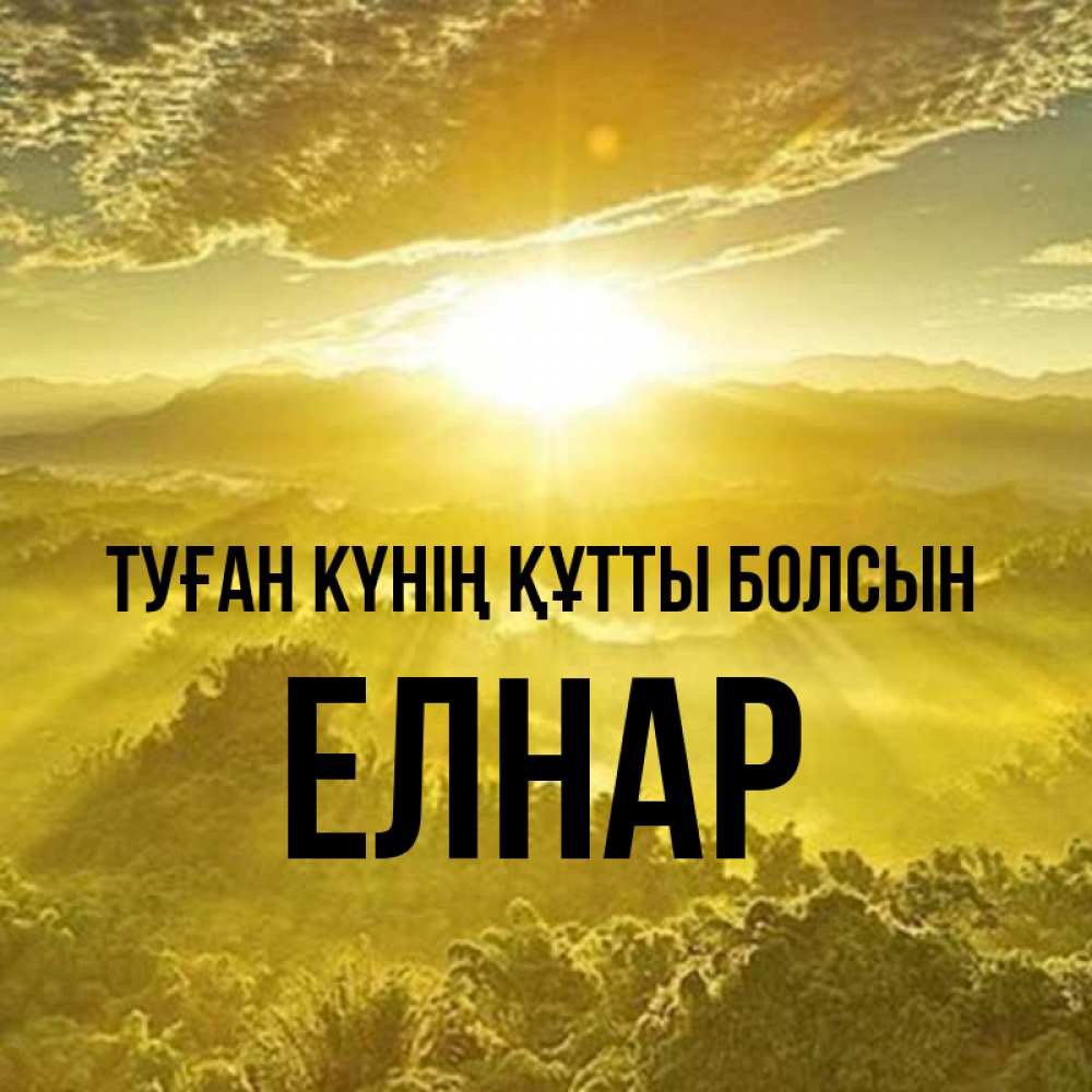 Күн сайын ашық хат с именем, Елнар Туған күнің құтты болсын леса и небо в желтом Онлайн тегін жүктеп алу тілектері бар керемет карта 