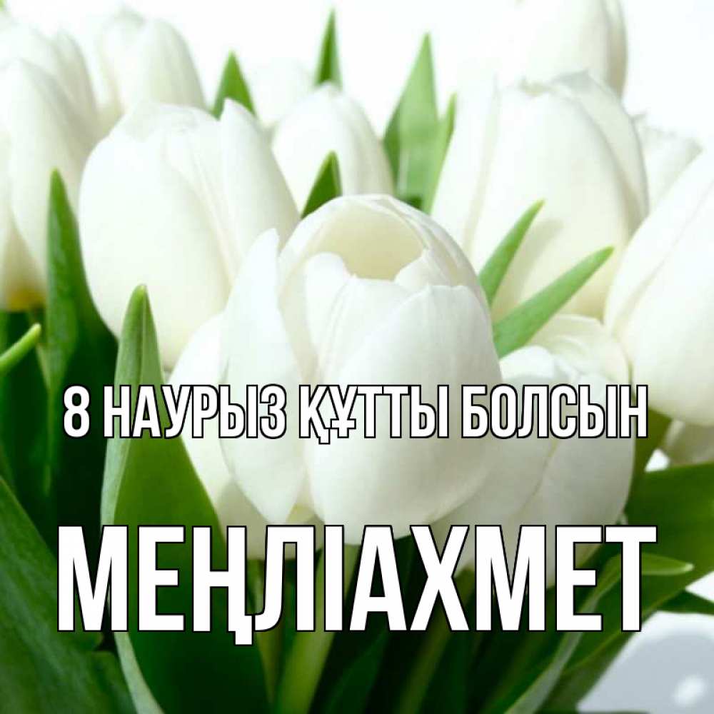 Күн сайын ашық хат с именем, МЕҢЛІАХМЕТ 8 наурыз құтты болсын цветы Онлайн тегін жүктеп алу тілектері бар керемет карта 