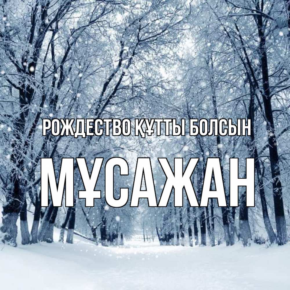 Күн сайын ашық хат с именем, Мұсажан Рождество құтты болсын снег, лес, парк Онлайн тегін жүктеп алу тілектері бар керемет карта 