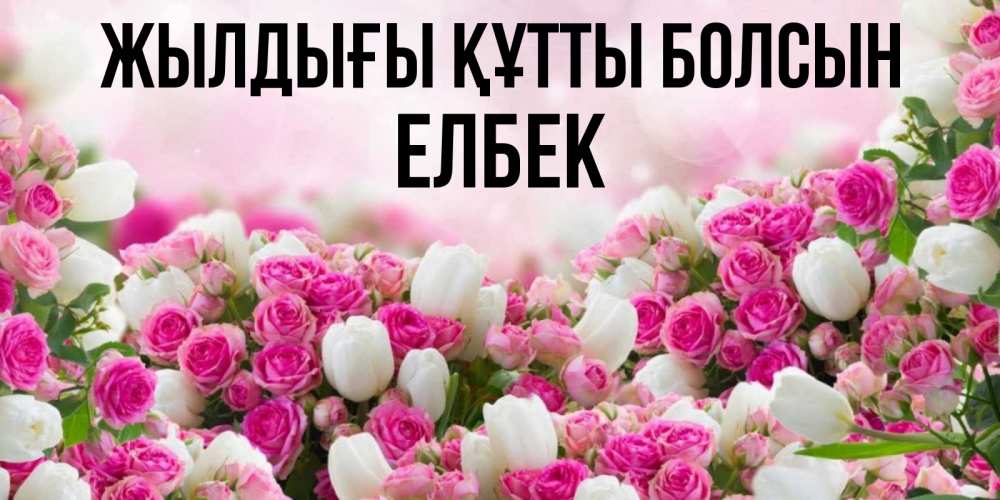 Күн сайын ашық хат с именем, Елбек Жылдығы құтты болсын открытка с разными розами Онлайн тегін жүктеп алу тілектері бар керемет карта 