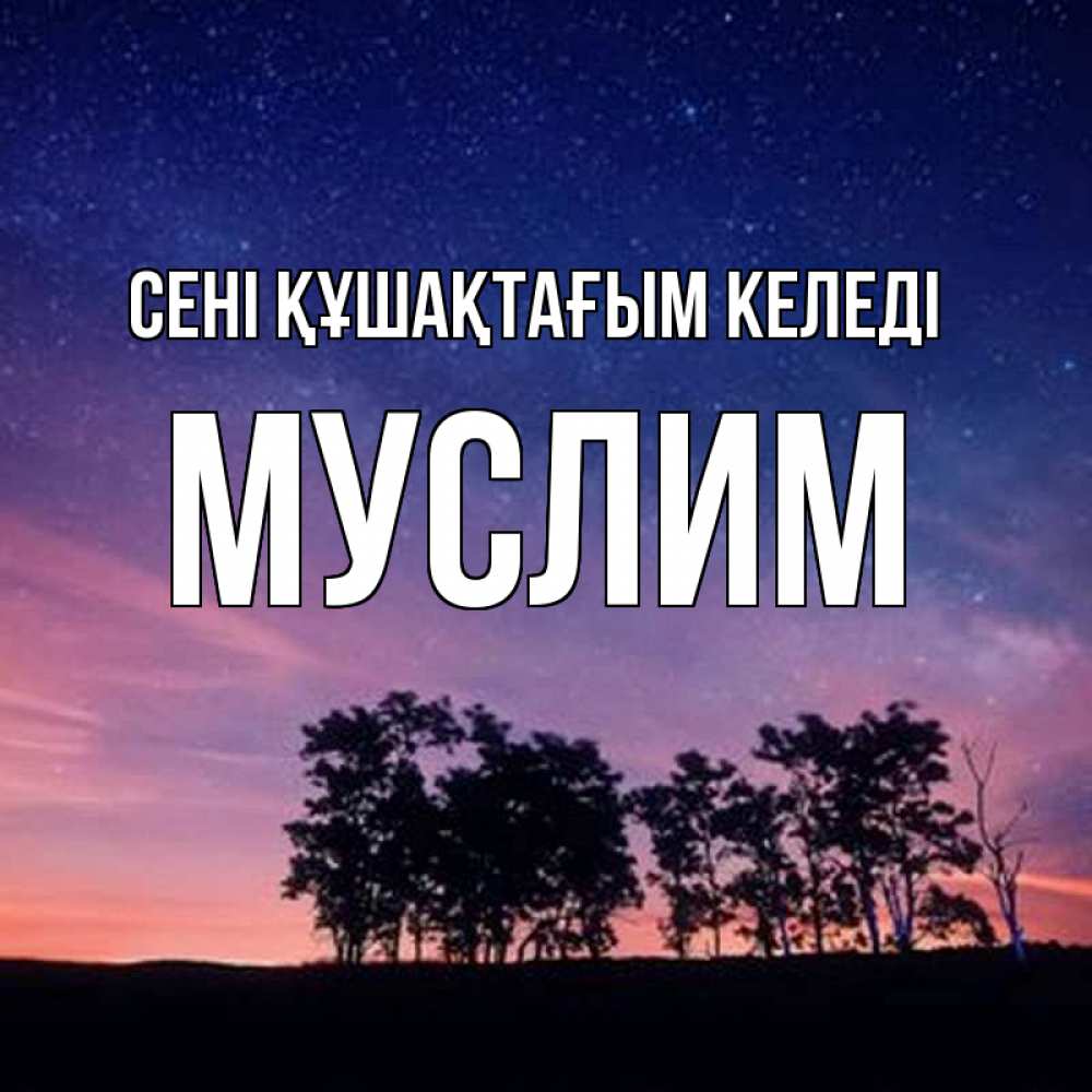 Күн сайын ашық хат с именем, Муслим сені құшақтағым келеді силуэты деревьев Онлайн тегін жүктеп алу тілектері бар керемет карта 