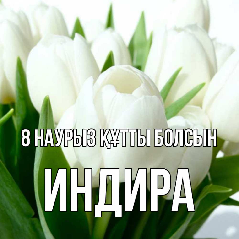 Күн сайын ашық хат с именем, ИНДИРА 8 наурыз құтты болсын цветы Онлайн тегін жүктеп алу тілектері бар керемет карта 