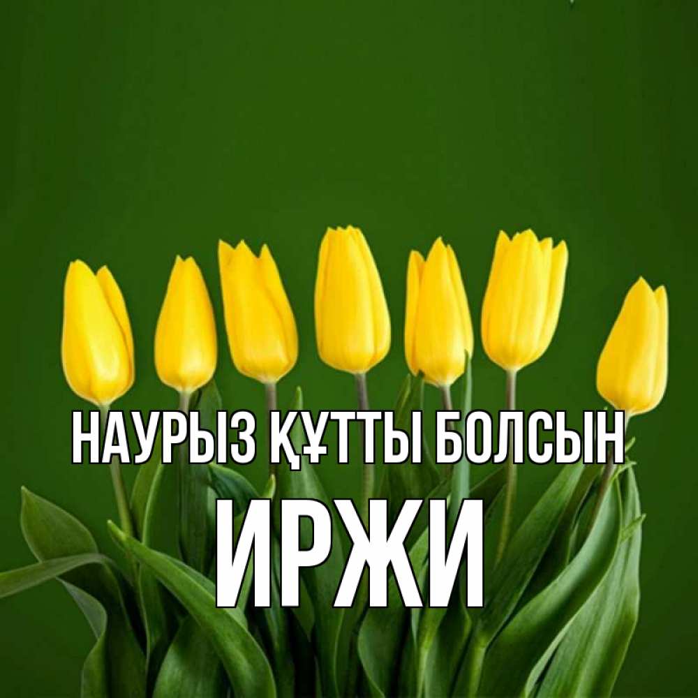 Күн сайын ашық хат с именем, Иржи Наурыз құтты болсын желтого цвета 3 Онлайн тегін жүктеп алу тілектері бар керемет карта 