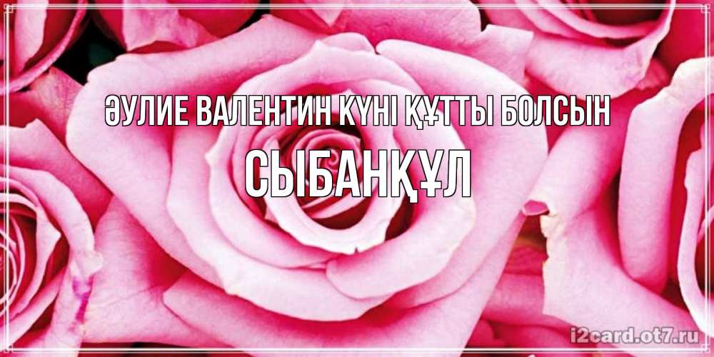 Күн сайын ашық хат с именем, СЫБАНҚҰЛ Әулие Валентин күні құтты болсын роза розовая на день Святого Валентина Онлайн тегін жүктеп алу тілектері бар керемет карта 