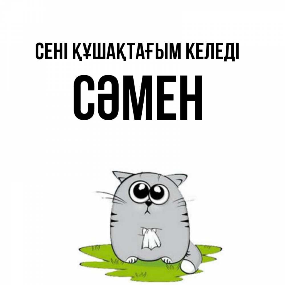 Күн сайын ашық хат с именем, СӘМЕН сені құшақтағым келеді котик теребит платочек сидя на травке Онлайн тегін жүктеп алу тілектері бар керемет карта 