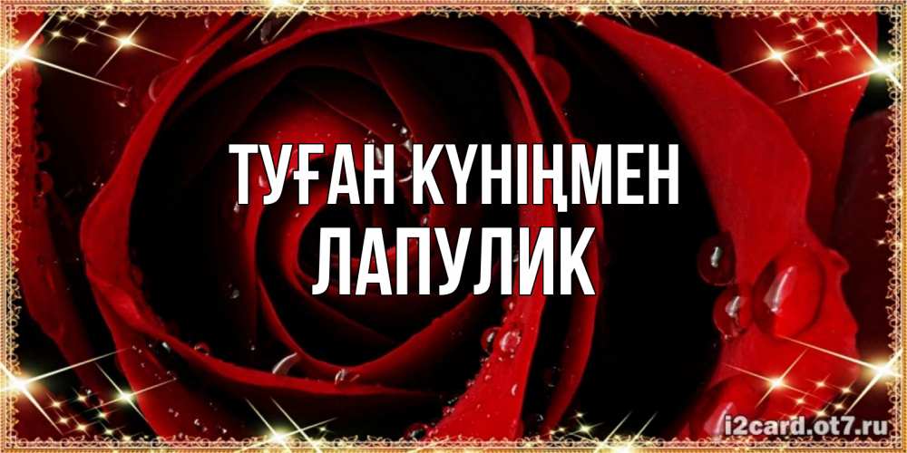 Күн сайын ашық хат с именем, Лапулик Туған күніңмен цветок в росе на день рождения Онлайн тегін жүктеп алу тілектері бар керемет карта 