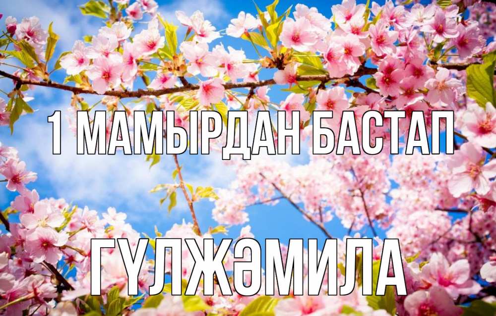Күн сайын ашық хат с именем, ГҮЛЖӘМИЛА 1 мамырдан бастап С 1 мая Онлайн тегін жүктеп алу тілектері бар керемет карта 