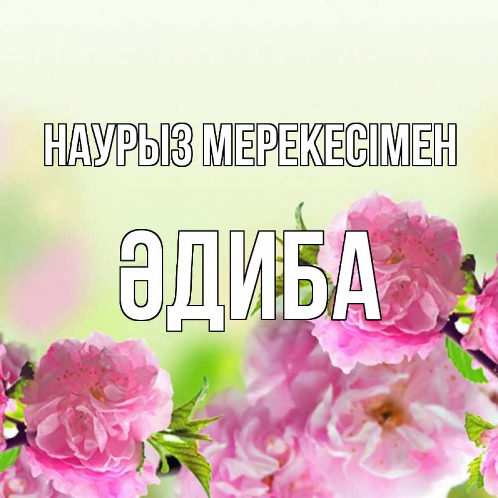 Күн сайын ашық хат с именем, ӘДИБА Наурыз мерекесімен цветы Онлайн тегін жүктеп алу тілектері бар керемет карта 
