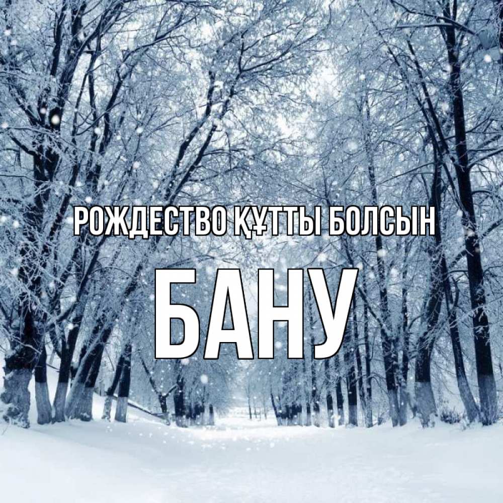 Күн сайын ашық хат с именем, БАНУ Рождество құтты болсын снег, лес, парк Онлайн тегін жүктеп алу тілектері бар керемет карта 