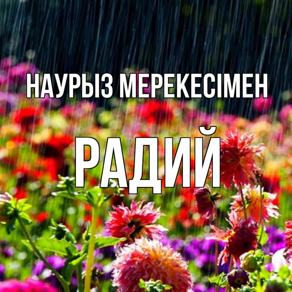 Күн сайын ашық хат с именем, Радий Наурыз мерекесімен цветы под дождиком к международному женскому дню Онлайн тегін жүктеп алу тілектері бар керемет карта 