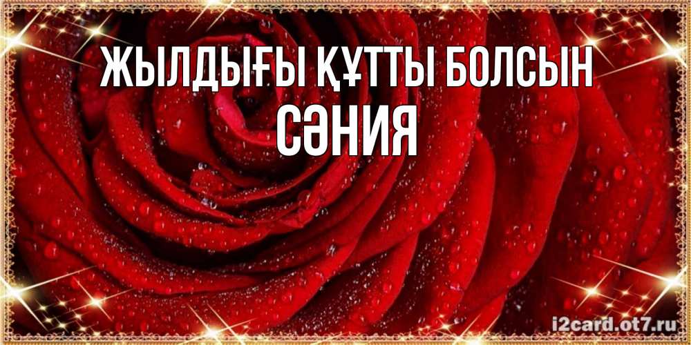 Күн сайын ашық хат с именем, СӘНИЯ Жылдығы құтты болсын роса на розе блестящая в лучах солнца Онлайн тегін жүктеп алу тілектері бар керемет карта 