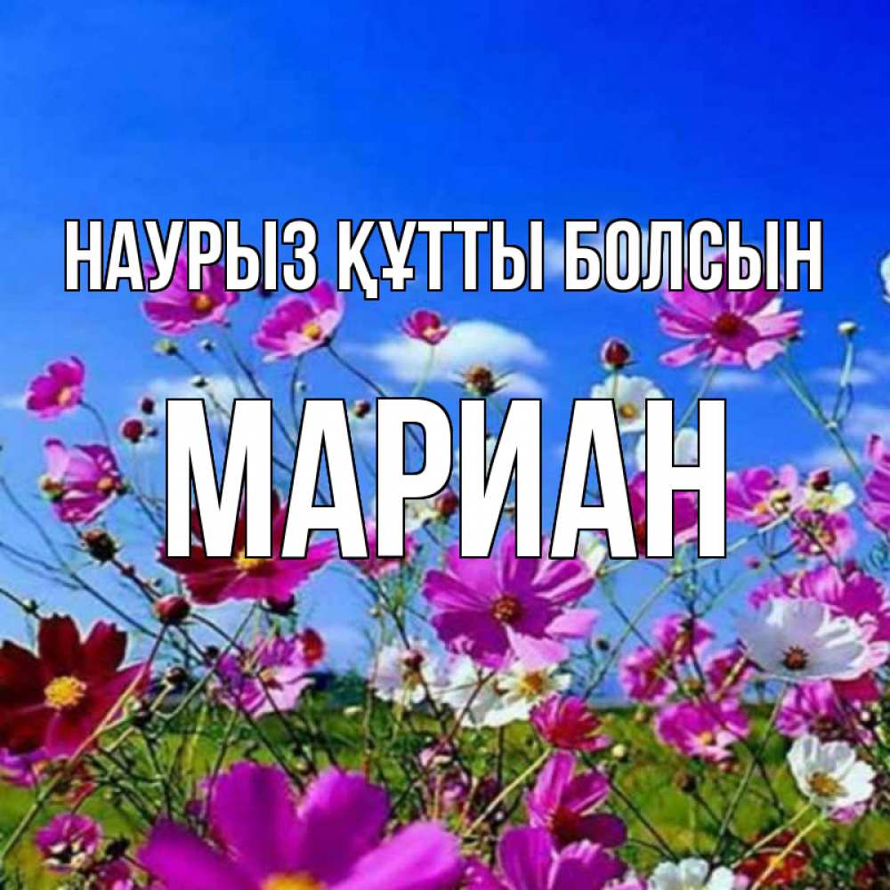Күн сайын ашық хат с именем, Мариан Наурыз құтты болсын цветы Онлайн тегін жүктеп алу тілектері бар керемет карта 