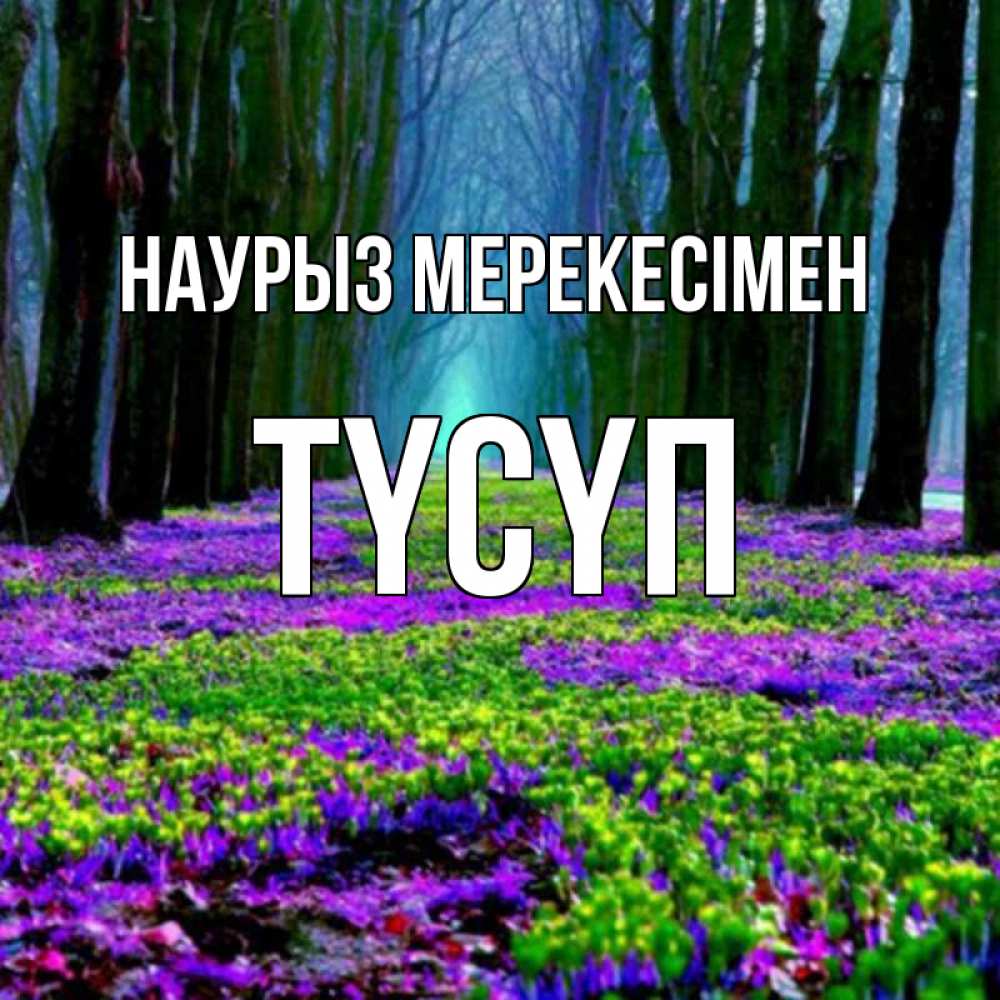 Күн сайын ашық хат с именем, ТҮСҮП Наурыз мерекесімен фиолетовые цветы в лесу 1 Онлайн тегін жүктеп алу тілектері бар керемет карта 