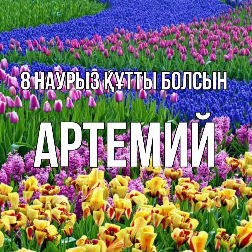 Күн сайын ашық хат с именем, Артемий 8 наурыз құтты болсын цветы Онлайн тегін жүктеп алу тілектері бар керемет карта 
