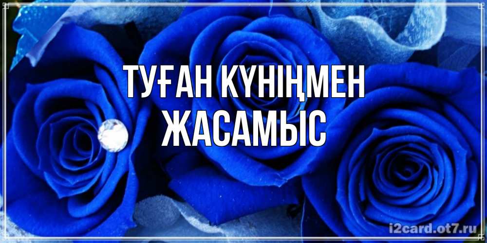 Күн сайын ашық хат с именем, Жасамыс Туған күніңмен синие розы в росе Онлайн тегін жүктеп алу тілектері бар керемет карта 