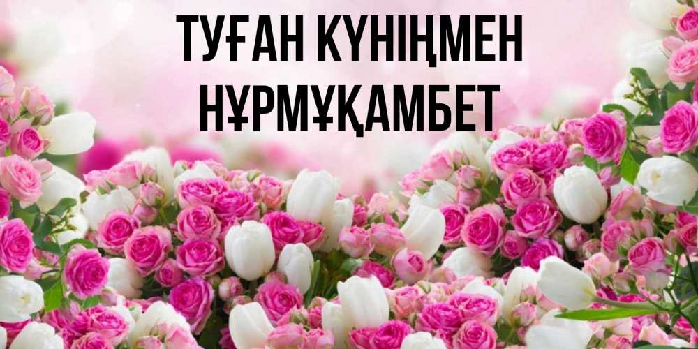 Күн сайын ашық хат с именем, НҰРМҰҚАМБЕТ Туған күніңмен открытка с разными розами Онлайн тегін жүктеп алу тілектері бар керемет карта 