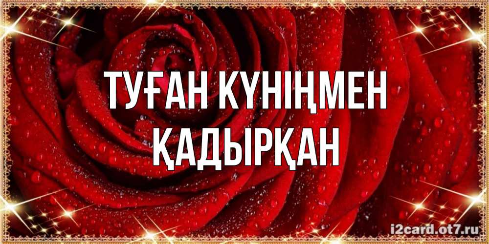Күн сайын ашық хат с именем, Қадырқан Туған күніңмен роса на розе блестящая в лучах солнца Онлайн тегін жүктеп алу тілектері бар керемет карта 