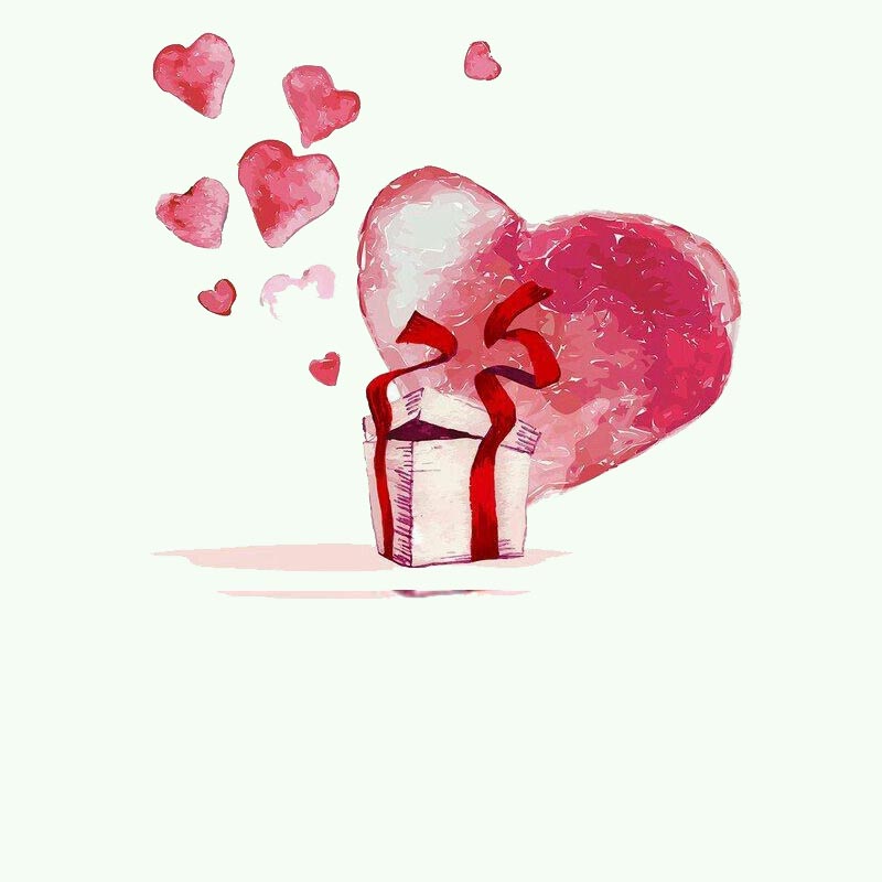 Открытка Открытка с сердечком и подарком признание в любви для парня или девушки Сені сүйемін 