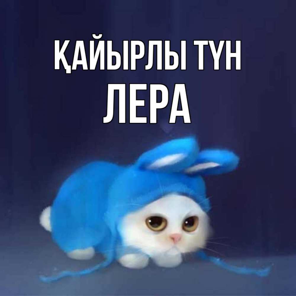 Күн сайын ашық хат с именем, Лера Қайырлы түн кот в голубом костюме кролика с ушками Онлайн тегін жүктеп алу тілектері бар керемет карта 