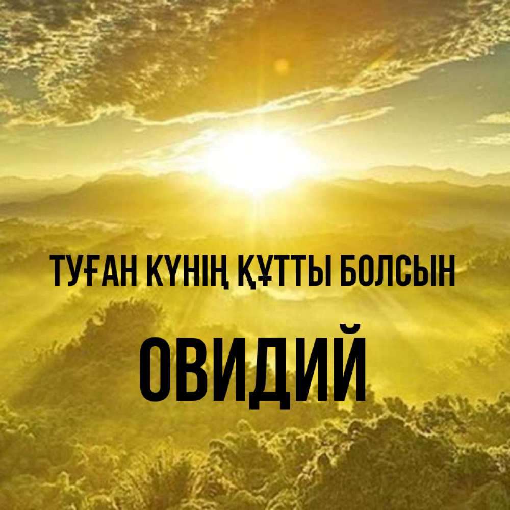 Күн сайын ашық хат с именем, Овидий Туған күнің құтты болсын леса и небо в желтом Онлайн тегін жүктеп алу тілектері бар керемет карта 