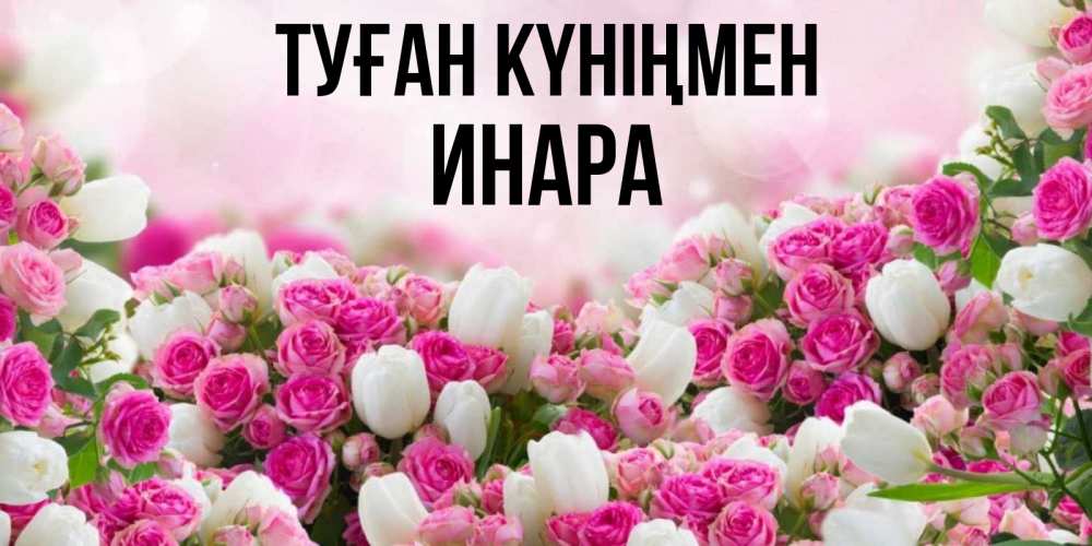 Күн сайын ашық хат с именем, Инара Туған күніңмен открытка с разными розами Онлайн тегін жүктеп алу тілектері бар керемет карта 