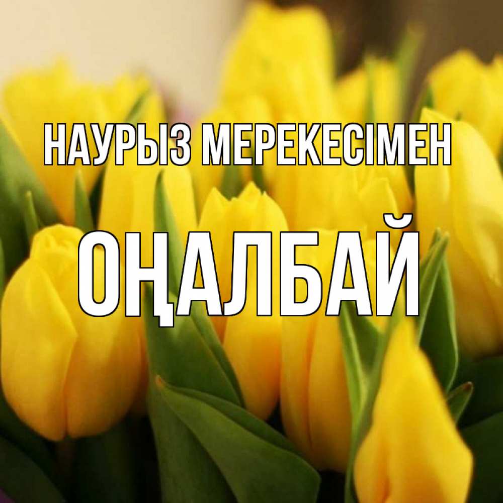 Күн сайын ашық хат с именем, ОҢАЛБАЙ Наурыз мерекесімен цветы Онлайн тегін жүктеп алу тілектері бар керемет карта 