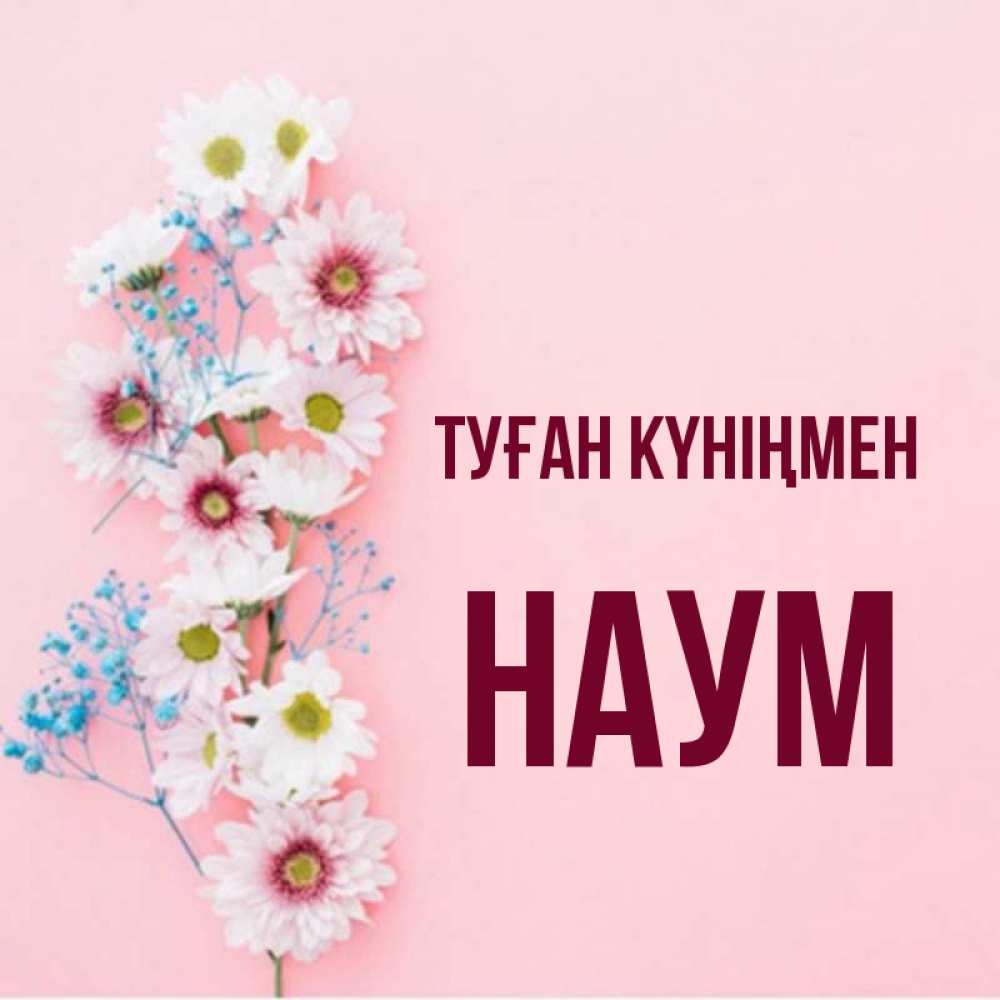 Күн сайын ашық хат с именем, Наум Туған күніңмен Родная моя с днем рождения тебя картинка с цветами белыми и голубыми Онлайн тегін жүктеп алу тілектері бар керемет карта 
