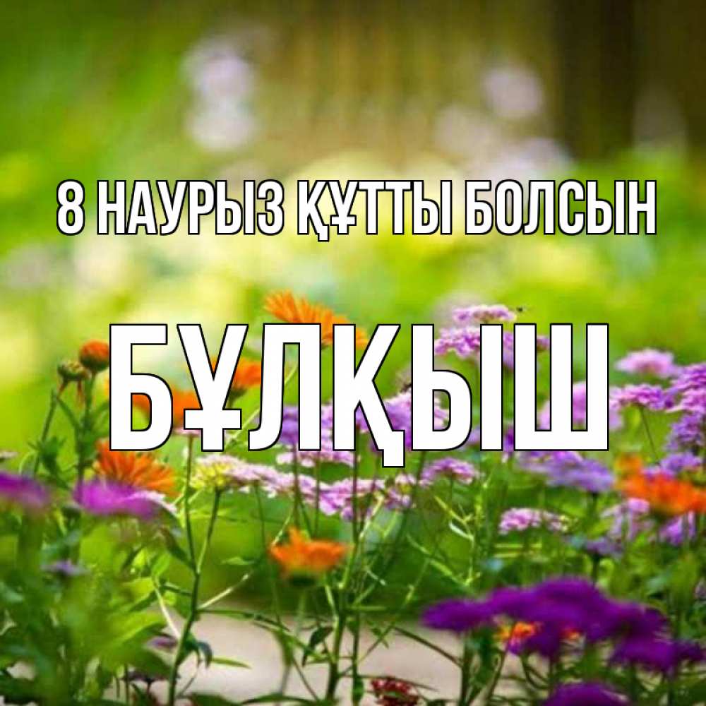 Күн сайын ашық хат с именем, Бұлқыш 8 наурыз құтты болсын цветы Онлайн тегін жүктеп алу тілектері бар керемет карта 
