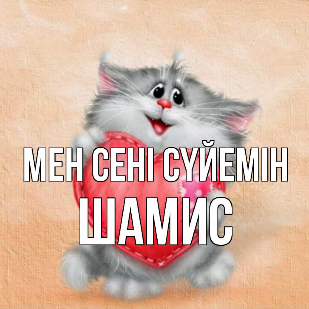 Күн сайын ашық хат с именем, ШАМИС Мен сені сүйемін сердце с заплаткой Онлайн тегін жүктеп алу тілектері бар керемет карта 